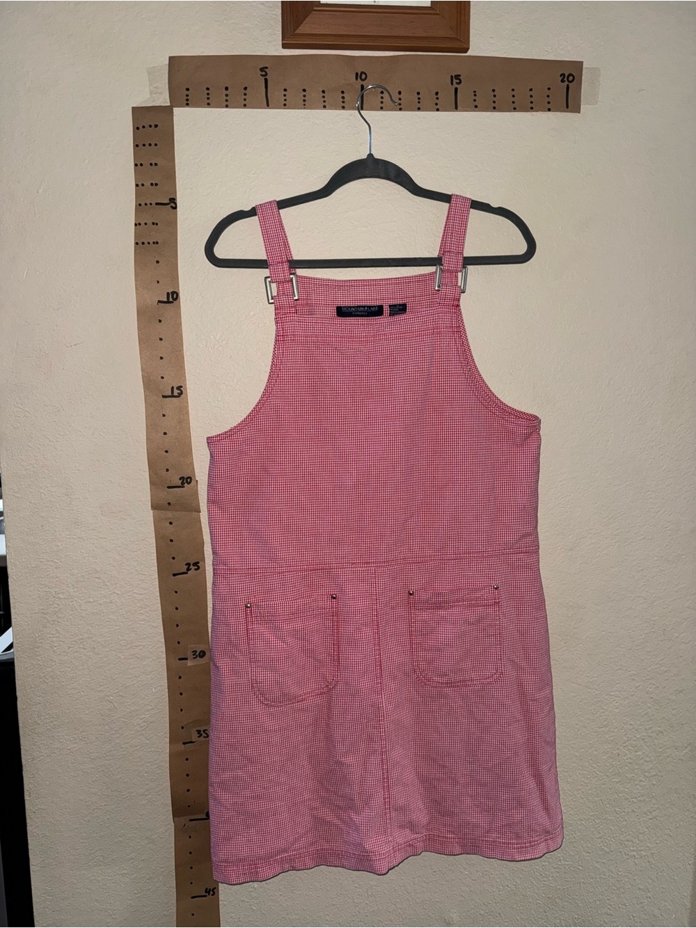 Vintage Picnic + Cottagecore Women’s Pink/Red Gingham Dress with Front Pockets